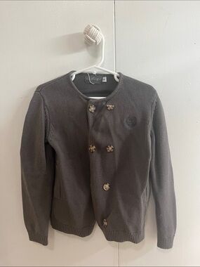 Kids Double-Breasted Knit Cardigan Jacket - Gray